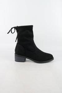 รองเท้าบูทกันหนาวทรงสูง กำมะหยี่ สีดำ  - Ladies Winter Knee High Suede Long Boots