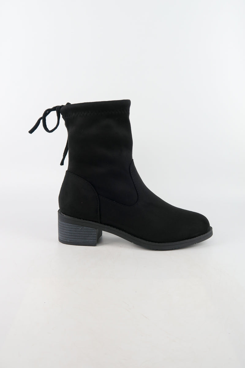 รองเท้าบูทกันหนาวทรงสูง กำมะหยี่ สีดำ  - Ladies Winter Knee High Suede Long Boots