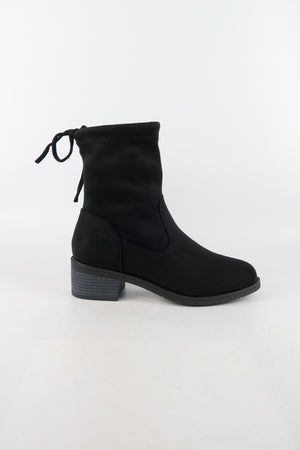 รองเท้าบูทกันหนาวทรงสูง กำมะหยี่ สีดำ  - Ladies Winter Knee High Suede Long Boots
