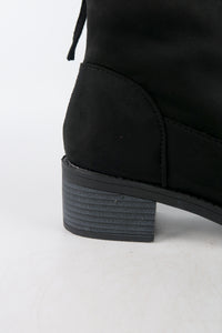 รองเท้าบูทกันหนาวทรงสูง กำมะหยี่ สีดำ  - Ladies Winter Knee High Suede Long Boots