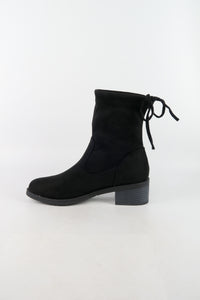 รองเท้าบูทกันหนาวทรงสูง กำมะหยี่ สีดำ  - Ladies Winter Knee High Suede Long Boots