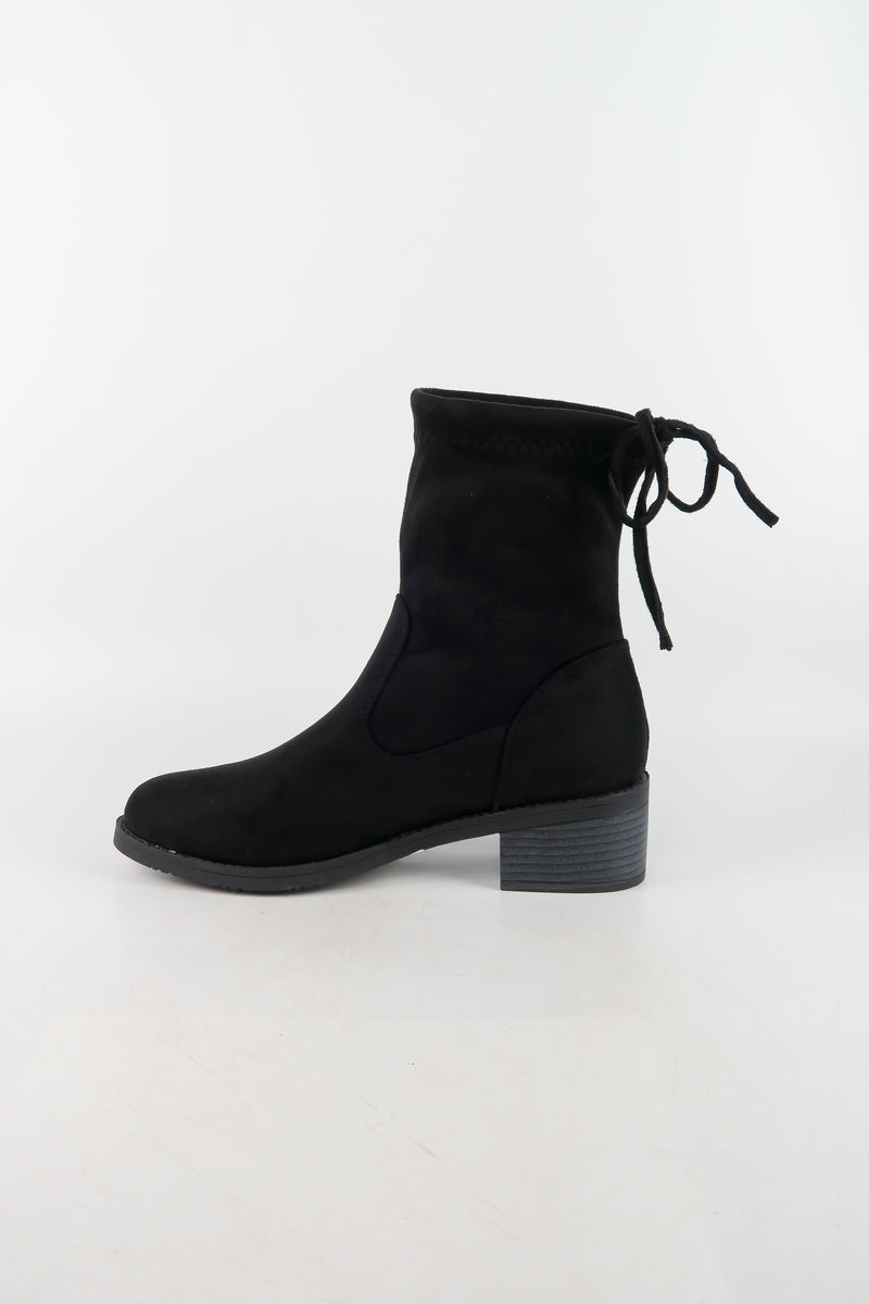 รองเท้าบูทกันหนาวทรงสูง กำมะหยี่ สีดำ  - Ladies Winter Knee High Suede Long Boots