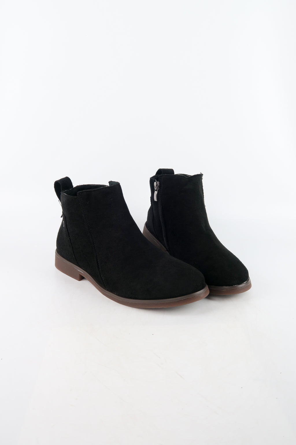 รองเท้าบูทกันหนาว มีส้นแต่งซิปข้าง - Pointed Toe Mid Heel Ankle Boots