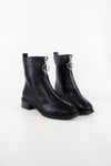 รองเท้าบูทหนังมีส้น แต่งซิปหน้า - Stylish Women's Short Boots With Buckle and Metal Design