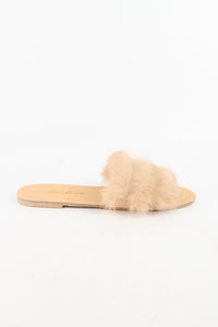 รองเท้าแตะเเต่งขนเฟอร์ - Furry Slides Fashion Fur Sandals