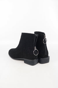 รองเท้าบูทกันหนาว ส้นสูงแต่งซิปหลัง - Pointed Toe Mid Heel Ankle Boots