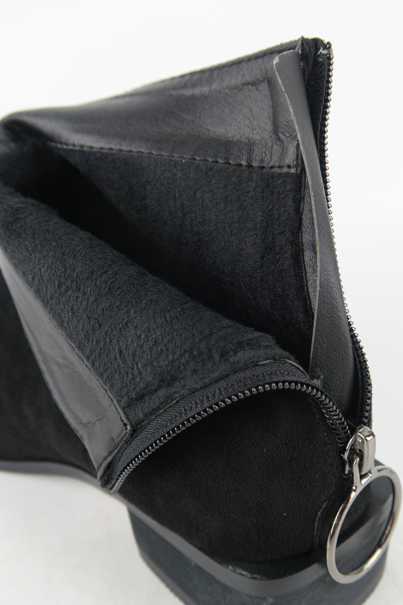 รองเท้าบูทกันหนาว ส้นสูงแต่งซิปหลัง - Pointed Toe Mid Heel Ankle Boots