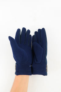 ถุงมือกันหนาวบุขนด้านใน เเต่งสายเข็มขัดลายดาว - Winter Gloves Touch Screen Gloves for Phone Warm Thick Fleece Mittens