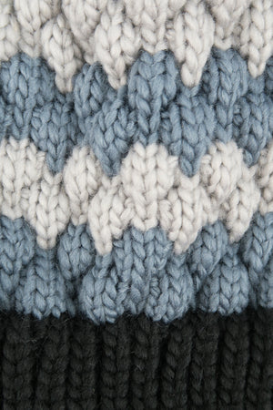 หมวกไหมพรมแต่งปอม - Unisex Knitted Ski Winter Hat Crochet Snowflake Pattern Beanie with Pom