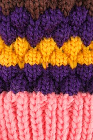 หมวกไหมพรมแต่งปอม - Unisex Knitted Ski Winter Hat Crochet Snowflake Pattern Beanie with Pom