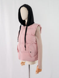 เสื้อโค้ทดาวน์แขนกุดมีฮูดสำหรับกันหนาว  - Sleeveless Long Zipper Hooded Waistcoat