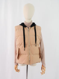 เสื้อโค้ทดาวน์แขนกุดมีฮูดสำหรับกันหนาว  - Sleeveless Long Zipper Hooded Waistcoat