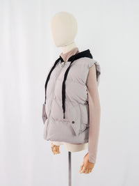 เสื้อโค้ทดาวน์แขนกุดมีฮูดสำหรับกันหนาว  - Sleeveless Long Zipper Hooded Waistcoat