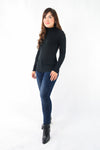 เสื้อไหมพรมคอสูงแขนยาวแบบบาง - Mock Neck Knit Sweater