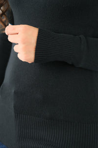 เสื้อไหมพรมคอสูงแขนยาวแบบบาง - Mock Neck Knit Sweater