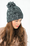 หมวกไหมพรม ทรงบีนนี่แต่งปอม แบบบุขนด้านใน - Thick Cable Knitted Fleece Lined Pom Pom Beanie Hat
