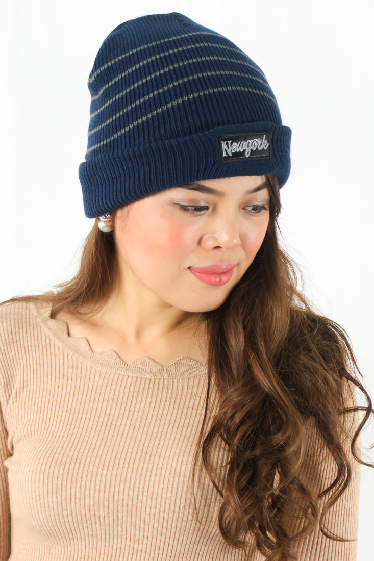 หมวกไหมพรมเเบบบุขนด้านใน H-145 - Wool Rib Beanie Hat