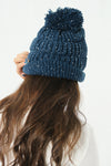 หมวกไหมพรม ทรงบีนนี่แต่งปอม แบบบุขนด้านใน - Winter Beanie Warm Fleece Lining Thick Slouchy Cable Knit Hat