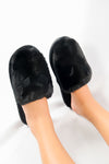 รองเท้าแตะขนเฟอร์ - Plush Faux Fur House Rubber Sole Slipper