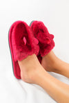 รองเท้าแตะขนเฟอร์ - Plush Faux Fur House Rubber Sole Slipper