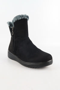 รองเท้าบูทหนังกำมะหยี่ No.811 - Winter Faux Suede Button Warm Fur Lined Ankle Boots