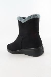 รองเท้าบูทหนังกำมะหยี่ No.811 - Winter Faux Suede Button Warm Fur Lined Ankle Boots