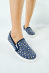 รองเท้าส้นแบนผ้าแคนวาส No.1565 - Gold Star Denim Canvas Flats Shoes