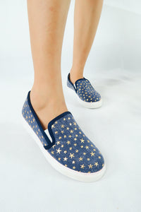 รองเท้าส้นแบนผ้าแคนวาส No.1565 - Gold Star Denim Canvas Flats Shoes