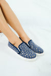รองเท้าส้นแบนผ้าแคนวาส No.1565 - Gold Star Denim Canvas Flats Shoes