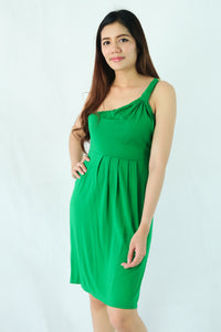เดรสบ่าเดียว - Summer Elegant Single Shoulder Solid Color Evening Formal Dress