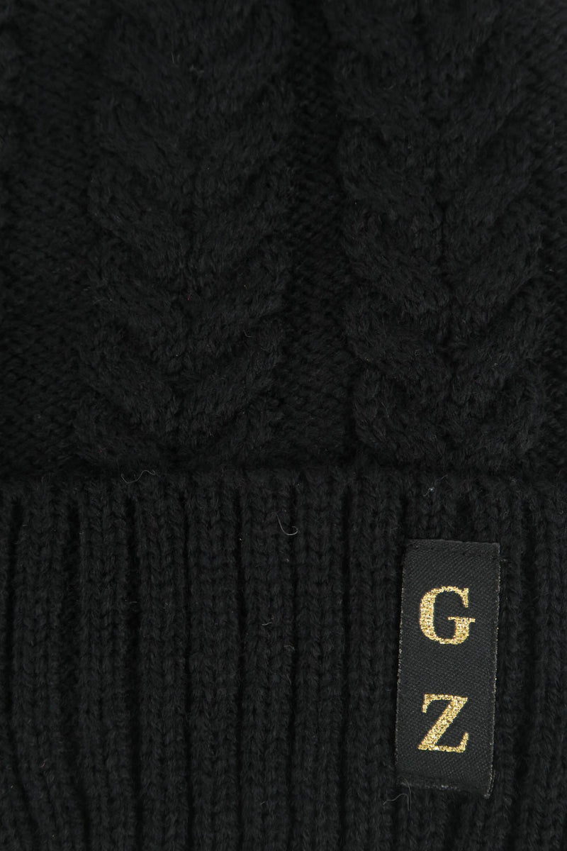 หมวกไหมพรมถักลายเปีย บุขนด้านใน H012- Unisex Cable Knit Fleece Lining Knit Beanie Ski Hat