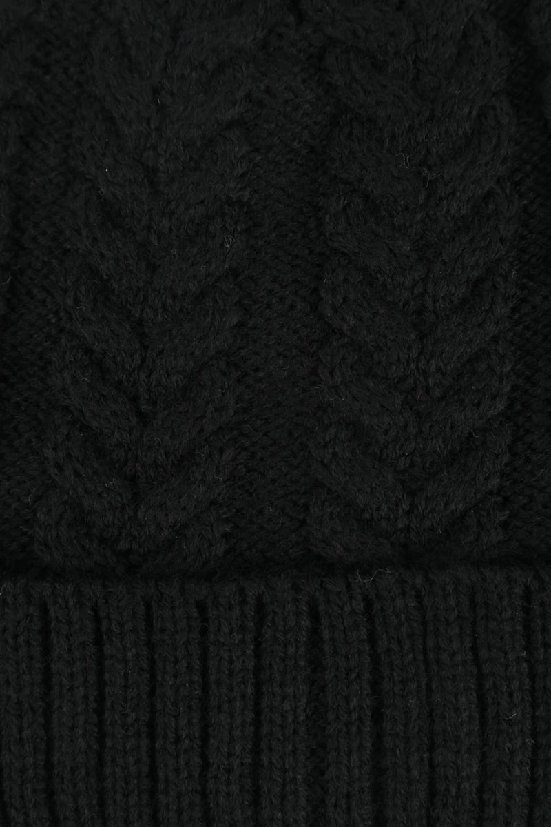 หมวกไหมพรมถักลายเปีย บุขนด้านใน H012- Unisex Cable Knit Fleece Lining Knit Beanie Ski Hat