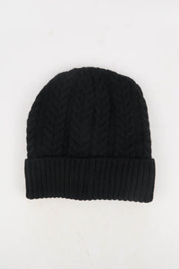 หมวกไหมพรมถักลายเปีย บุขนด้านใน H012- Unisex Cable Knit Fleece Lining Knit Beanie Ski Hat