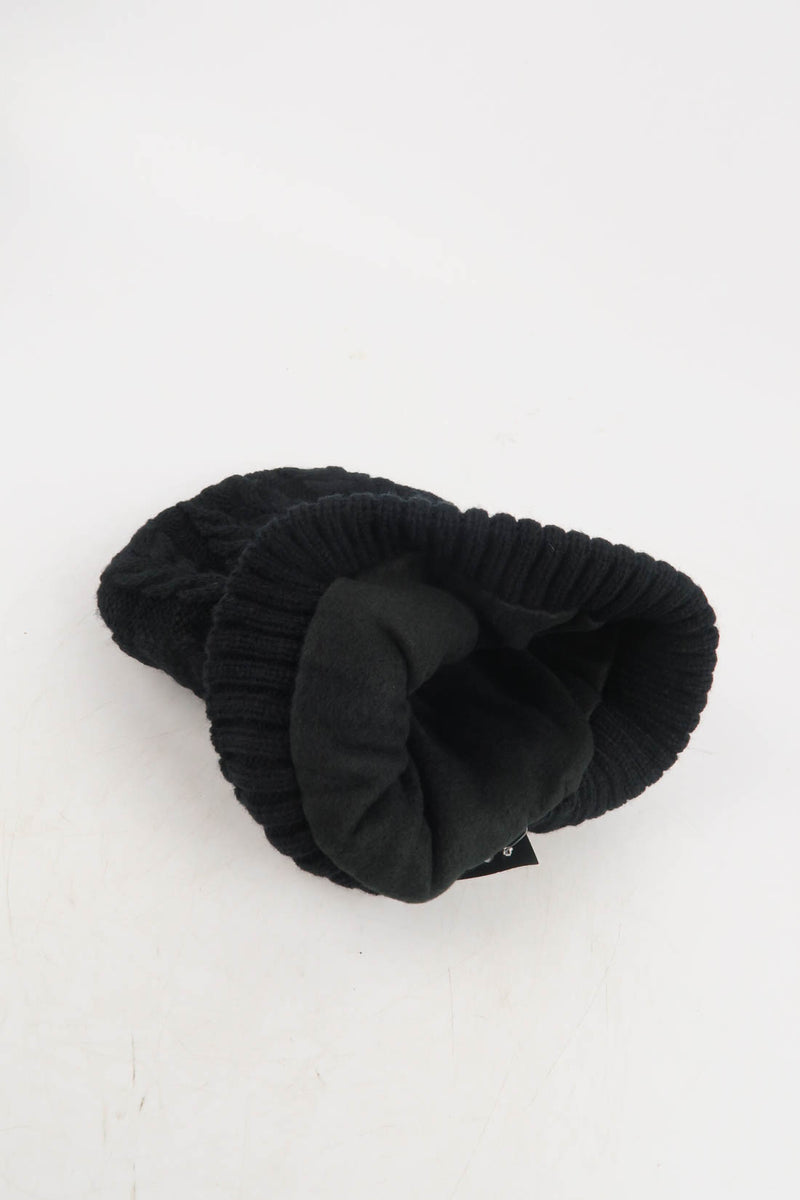หมวกไหมพรมถักลายเปีย บุขนด้านใน H012- Unisex Cable Knit Fleece Lining Knit Beanie Ski Hat
