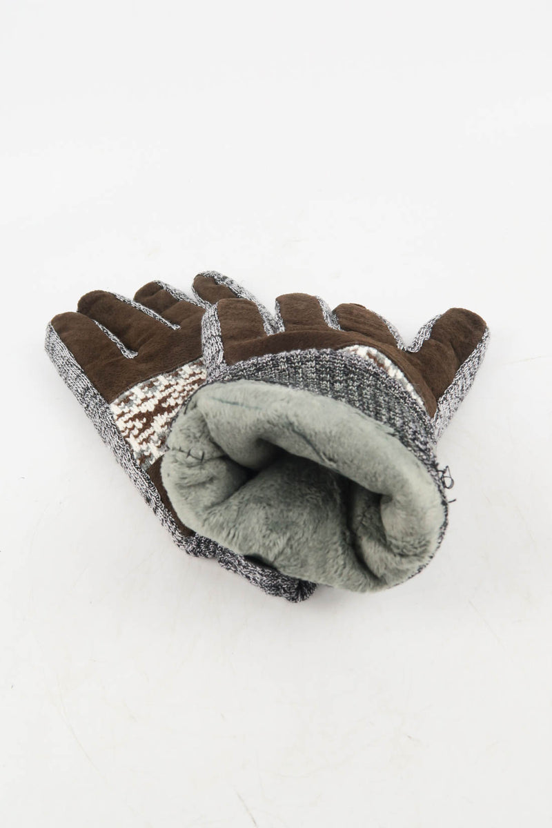 ถุงมือไหมพรมกันหนาว - Fleece Thick Knit Velvet Gloves