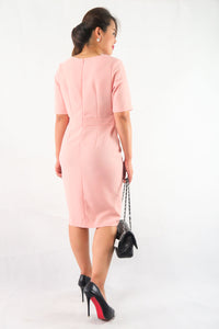 เดรสทรง Slim Fit - Short Sleeves Slim Fit Midi Dress