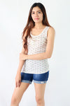 เสื้อกล้ามลายดอกไม้ - Scoop-Neck Tank Top