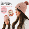 หมวกไหมพรมทรงบีนนี่แต่งปอม -  Beanie Fleece Lining Knit Hat