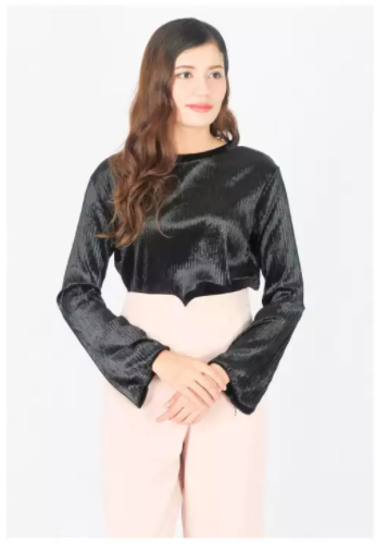 เสื้อกำมะหยี่แขนยาว - Modern Shiny Velvet T-shirt
