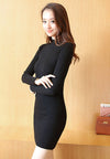 เสื้อแขนยาวไหมพรมคอสูงทอลายเส้นแบบหนา - Modern Ribbed Mock-Neck Thick And Soft Cardigan Sweater