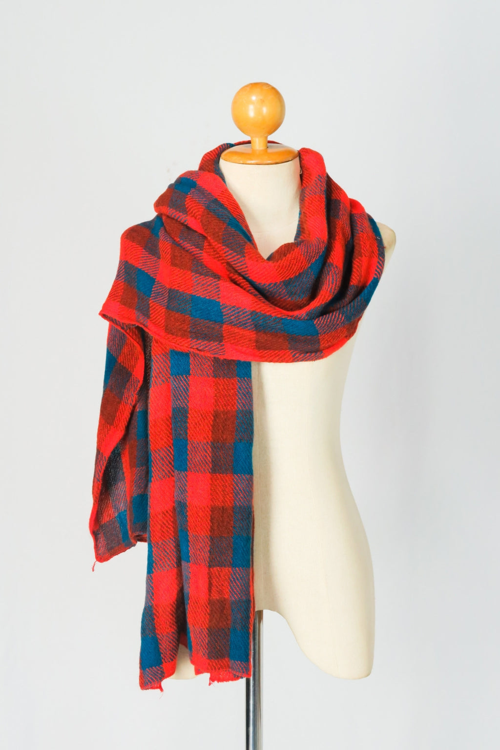ผ้าพันคอไหมพรม - Plaid Soft Knit Scarf