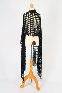 ผ้าพันคอไหมพรมตาข่าย  - Large Cable-Knit Soft Wool Scarf