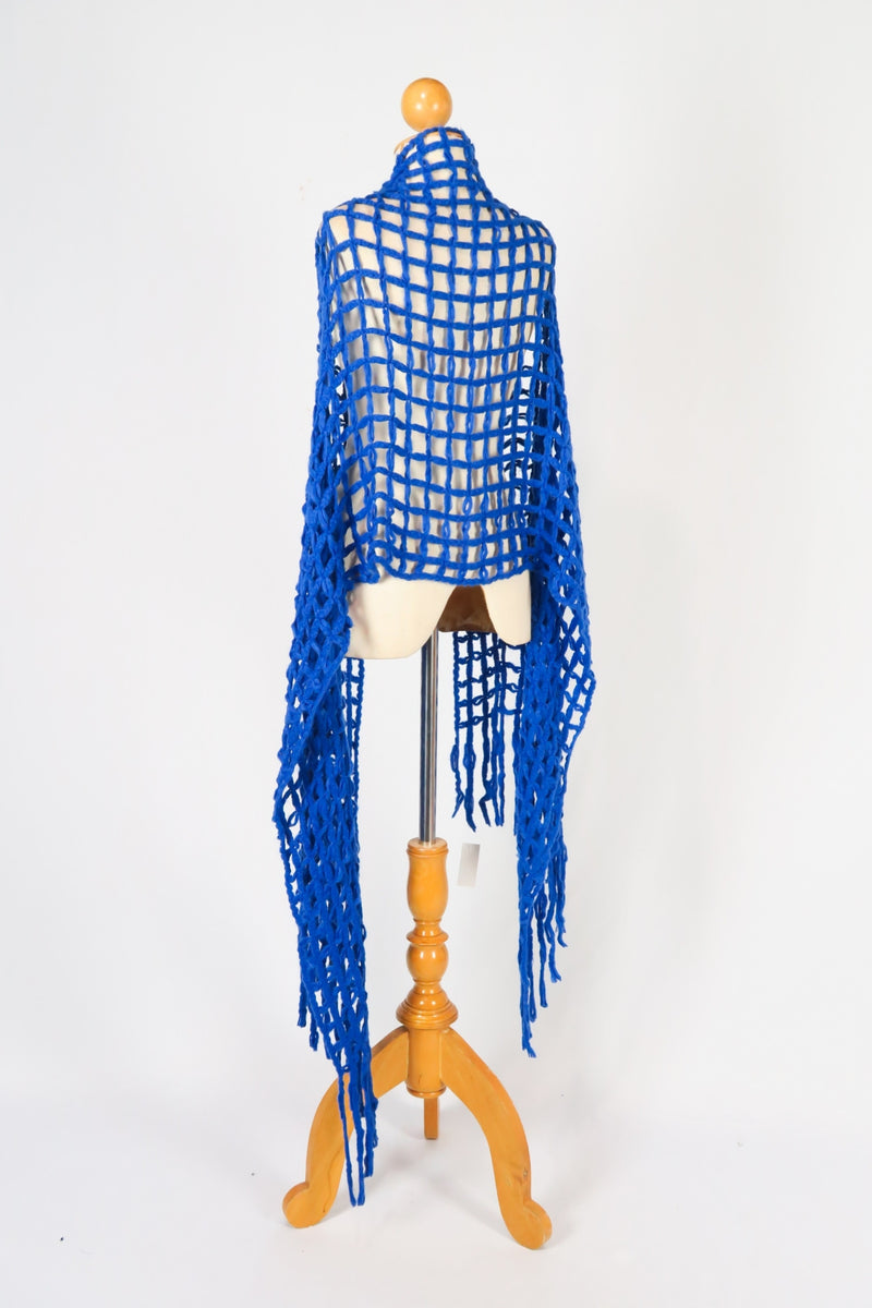 ผ้าพันคอไหมพรมตาข่าย  - Large Cable-Knit Soft Wool Scarf