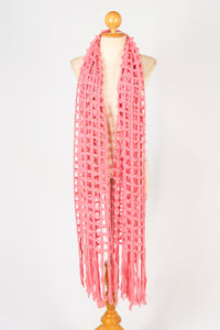 ผ้าพันคอไหมพรมตาข่าย  - Large Cable-Knit Soft Wool Scarf