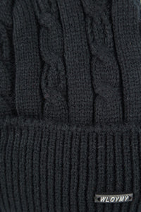 หมวกไหมพรมถักลายเปีย บุขนด้านในสำหรับกันหนาว No.688 - Unisex Cable Knit Fleece Lining Knit Beanie Ski Hat