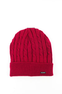 หมวกไหมพรมถักลายเปีย บุขนด้านในสำหรับกันหนาว No.688 - Unisex Cable Knit Fleece Lining Knit Beanie Ski Hat