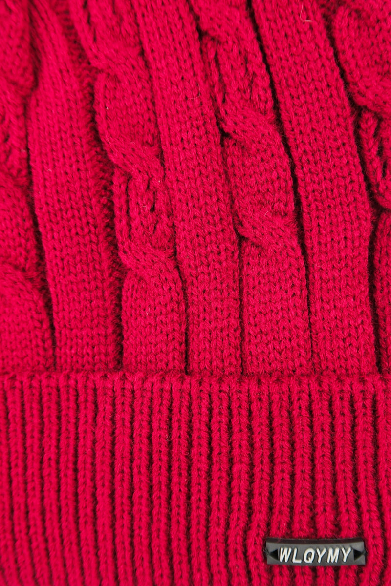หมวกไหมพรมถักลายเปีย บุขนด้านในสำหรับกันหนาว No.688 - Unisex Cable Knit Fleece Lining Knit Beanie Ski Hat