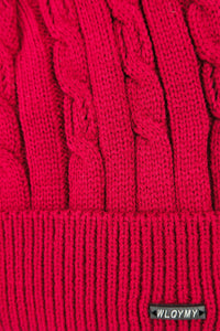 หมวกไหมพรมถักลายเปีย บุขนด้านในสำหรับกันหนาว No.688 - Unisex Cable Knit Fleece Lining Knit Beanie Ski Hat