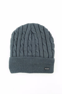 หมวกไหมพรมถักลายเปีย บุขนด้านในสำหรับกันหนาว No.688 - Unisex Cable Knit Fleece Lining Knit Beanie Ski Hat