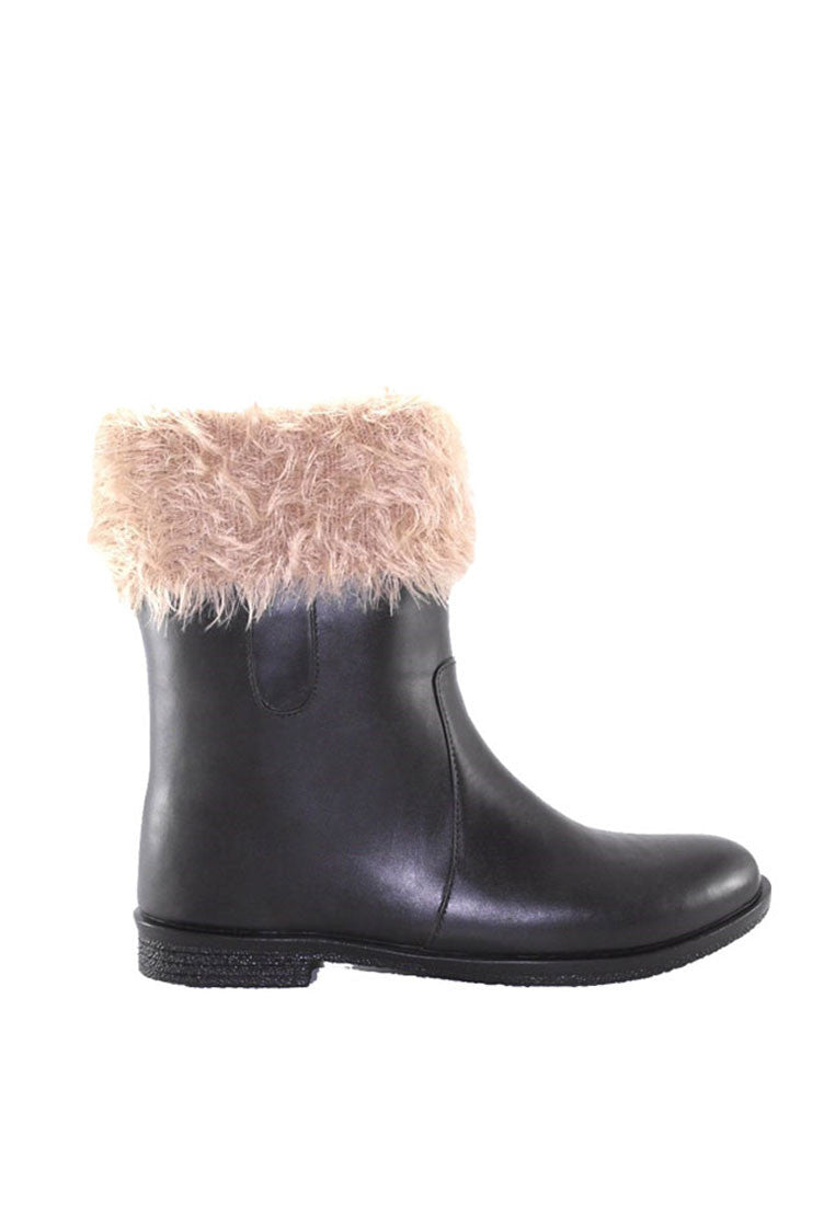 รองเท้าบูทหนังรับเบอร์ กันหิมะกันหนาว แต่งเฟอร์ - Mid Calf Waterproof Rainboots With Fur